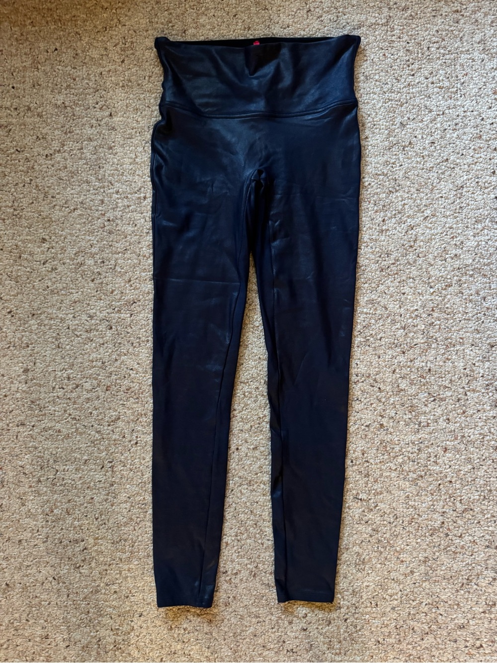 SPANX Black High-Waist Metallic Faux Leather Leggings